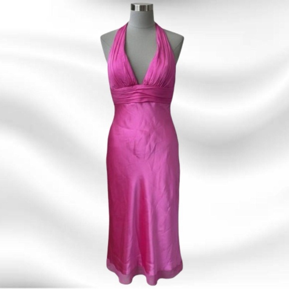 Vintage Cache Pink Silk Halter Dress - Picture 1 of 4